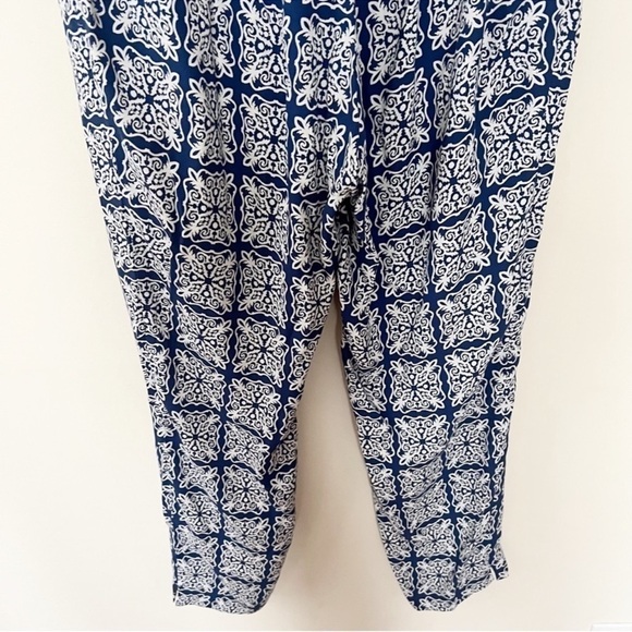 Boden Womens Pants Geometric Print Blue Elastic Waist Pull On Comfy Size 10R - Picture 8 of 9